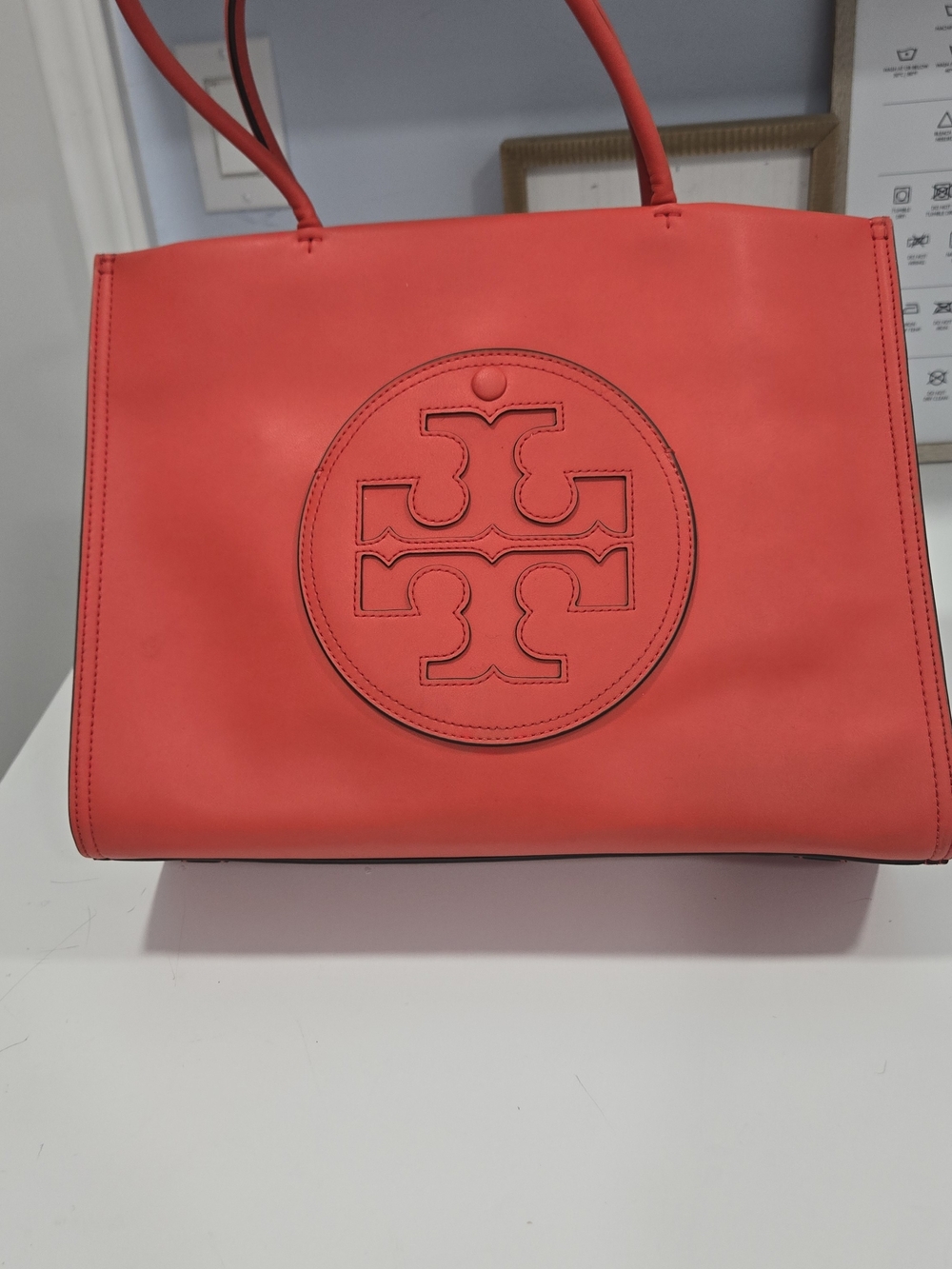 Tory Burch Red Leather Logo Tote